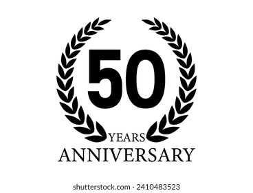 50 Years or Fifty Years Anniversary Logo. Anniversary Celebration Logo for Wedding, Birthday Party or Celebration. Vector Illustration.