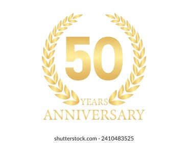 50 Years or Fifty Years Anniversary Logo. Anniversary Celebration Logo for Wedding, Birthday Party or Celebration. Vector Illustration.