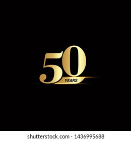 50 years gold anniversary celebration simple logo, vector illustration, can be use as logo for birthday, company anniversary flyer and brochure isolated on dark background