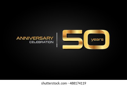 50 Years Gold Anniversary Celebration Logo, Isolated On Dark Background