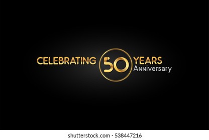 50  Years Gold Anniversary Celebration Logo, Isolated On Dark Background