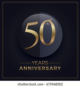 50 years gold and black anniversary celebration simple logo template on dark background