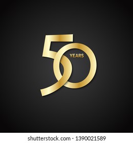 50 YEARS gold vector interlocking icon on black background