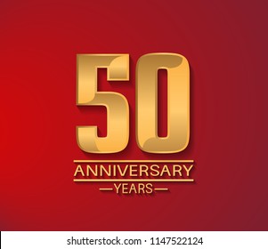 50 years golden shiny anniversary simple design with red background for company celebration event  