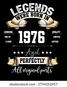 50 Years Old of Aged of Perfection in 1976 Legends weres born in Retro Vintage Birthday Ideas for Men Women