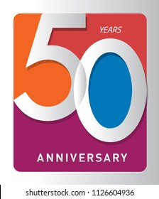 50 years old celebrating modern logo. Colored happy anniversary template numbers. vector design for celebration, invitation card, and greeting card