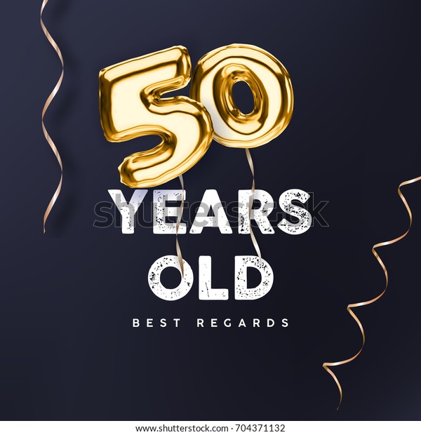50歳 50周年記念の金風船 誕生日祝いのベクターイラスト のベクター画像素材 ロイヤリティフリー