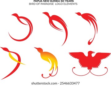 50 anos de Papa New Guinea_Bird of Paradise elementos do logotipo Pack_1