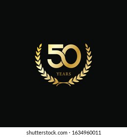 50 Years Pictogram Vector Icon, 50 Years Logo Label, Black And Gold Elegant Color