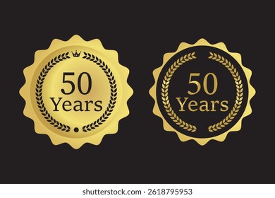 50 years pictogram vector icon, 50 years logo label, black and gold elegant color,  EPS10