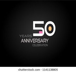 50 years simple black background with elegance white anniversary and orange, pink color accent