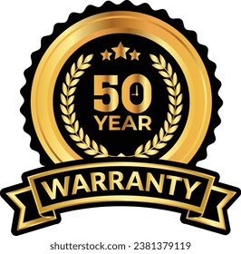 50 years warranty badge and warranty seal stamp