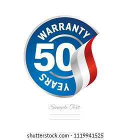 50 Years Warranty blue icon stamp vector