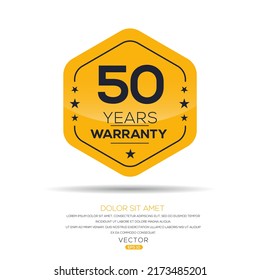 50 years warranty seal stamp, vector label.