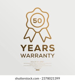 50 years warranty seal stamp, vector label.