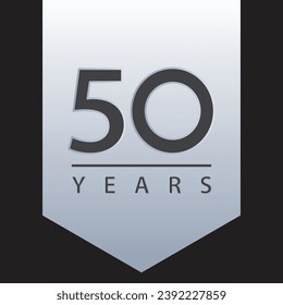 50 years written on a tag, silver label. for celebration, events, anniversary svg