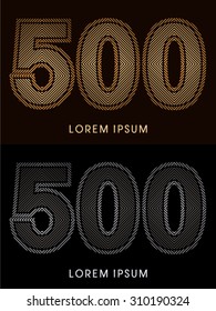 500 ,abstract luxury font, Designed using gold and black line square, geometric shape, graphic vector.