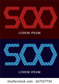 500 ,Abstract Number, font, designed using red and blue geometric shape on dark background, graphic, vector.