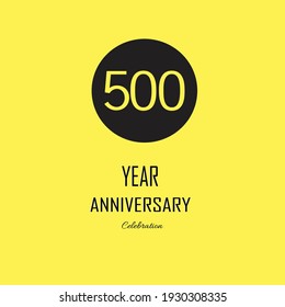 500 Anniversary celebration on yellow background. Vector festive illustration. Birthday or wedding party event decoration