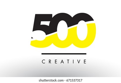 500 Black And Yellow Number Logo Design Cut In Half.