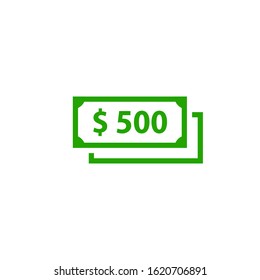 500 Cash Icon. Clipart Image Isolated On White Background