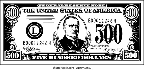 500 Dollar Bill Money Cash Money Sign Vector Clipart Commercial Personal Use Silhouette Print. Stack Currency Bill Business Advertising Payment Design