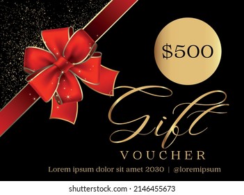 500 Dollar Value  Gift voucher Template. Discount coupon vector. 