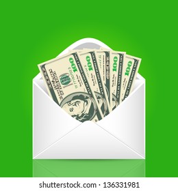 500 dollars in the envelope. Vector business illustration