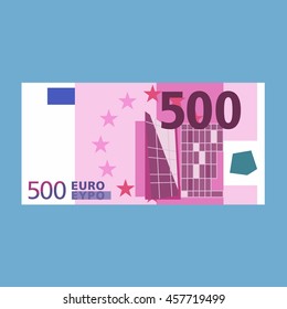 Billete de 500 euros. Sencillo y plano.Ilustración vectorial gráfica.