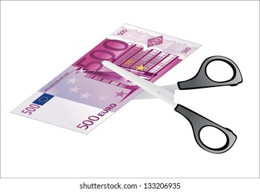 500 euro bill with scissors cut