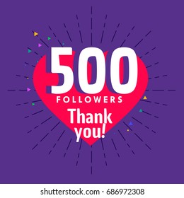 500 followers greeting for social media network template