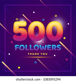 500 followers thank you colorful background and glitters. Illustration for Social Network friends, followers, Web user Thank you celebrate of subscribers or followers and likes