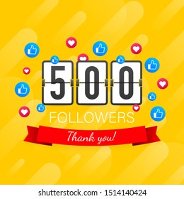 500 followers, Thank You, social sites post. Thank you followers congratulation card. Vector illustration