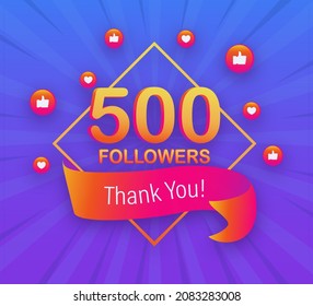 500 followers, Thank You, social sites post. Thank you followers congratulation poster. Vector illustration.
