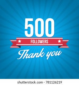 500 followers. Vector illustration in flat style