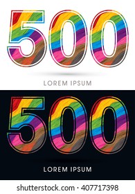 500 Font , colorful wave, designed using colorful grunge brush graphic vector