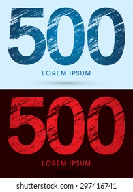 500 ,Font Cool and Hot, Ice and Fire, grunge destroy, graphic vector.