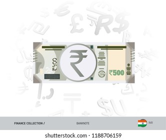 500 Indian Rupee Banknote. Flache Vektorgrafik einzeln auf Währungshintergrund. Finanzkonzept.