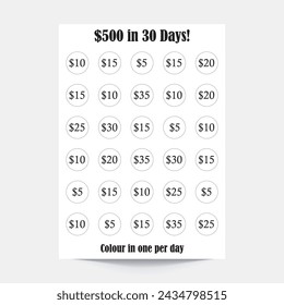 500 Money Saving Challenge,Money Saving Planner,Saving Cash Tracker,Printable Cash Saver,Savings Tracker,Money Goal Tracker,Saving Challenge