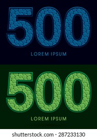 500 Number, Abstract Font, Text, Typography, concept luxury natural blue and green, pattern, graphic vector