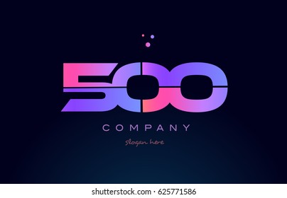500 pink blue purple number digit numeral dots creative company logo vector icon design template