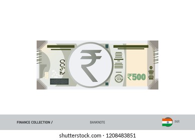 500 Rupee Banknote. Flat style highly detailed vector illustration. Isolated on white background. Suitable for print materials, web design, mobile app and infographics. 