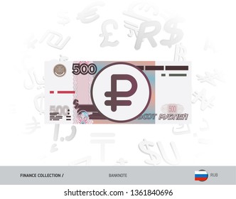 500 Russian Ruble banknote. Flat style vector illustration isolated on currency background. Finance concept.