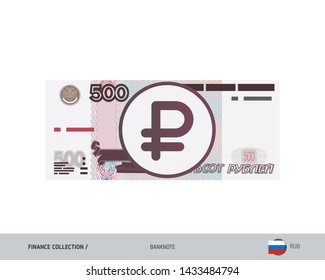 500 Russian Ruble Banknote. Flat style highly detailed vector illustration. Isolated on white background. Suitable for print materials, web design, mobile app and infographics.