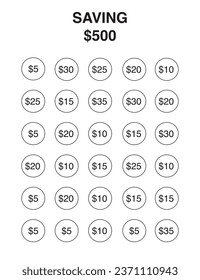 500 Savings Challenge printable, Finance Planner