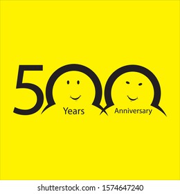 500 th anniversary numbers. 500 years old yellow background coloured logotype. Age congrats, congratulation idea. Isolated abstract graphic design template. Creative 