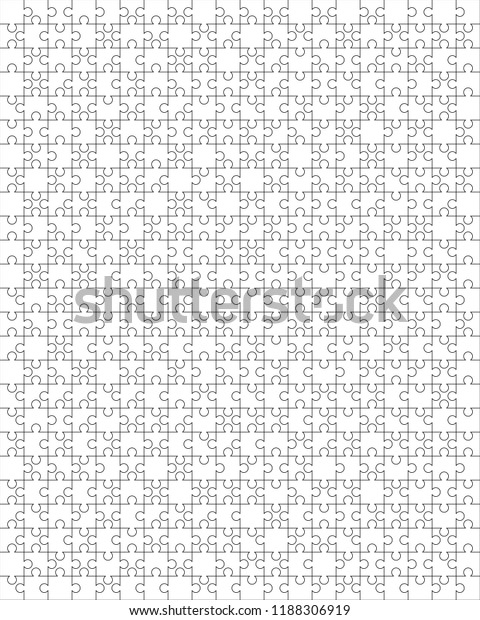 500個の白いパズルが25xの縦長方形に配置されています ジグソーパズルのテンプレートを印刷できます 白い背景に切り取りガイドライン のベクター画像素材 ロイヤリティフリー