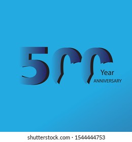 500 Year Anniversary Logo Vector Template Design Illustration blue, white