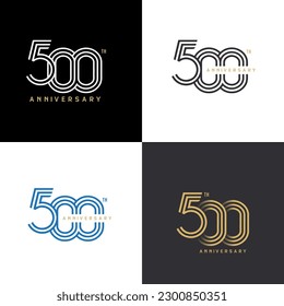 500 years anniversary vector number icon, birthday logo label, black, white and colors with stripe number