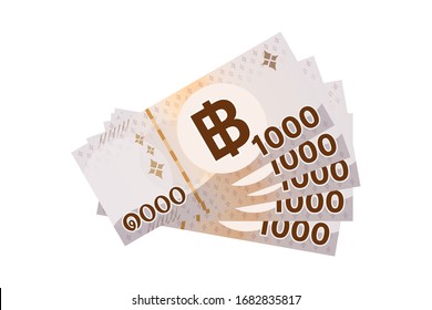 5000 baht thai banknote money isolated on white, thai currency five thousand THB, money thailand baht for flat icon style, illustration paper money 1000 type with B symbol graphic, vector